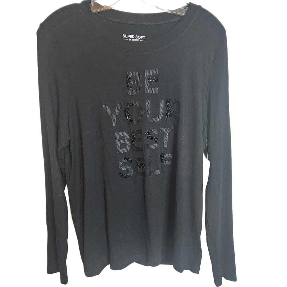 Torrid Be Your Best Self Super Soft Black Long Sleeve Tee, NWT, Torrid 00